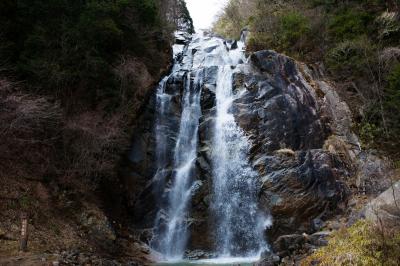 豪快な不動滝| 大きな岩盤から水が落ちてきます。