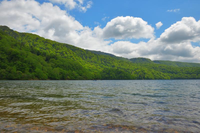 [ 夏雲湧く ]  山の方から雲が湧き出してきました。水が澄んでいて、高原の雰囲気を満喫できる場所です。