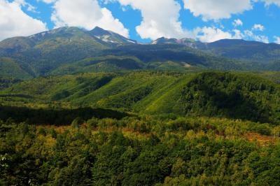 紅葉が始まりかけの乗鞍岳。日に日に山の色が変化していきます。
