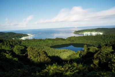 夜の八望台眺望| 月明かりの夜の海