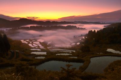 ５月下旬の星峠。夜明けの光が雲海を淡い赤に染め上げ、幻想的な空間を創り出していました。