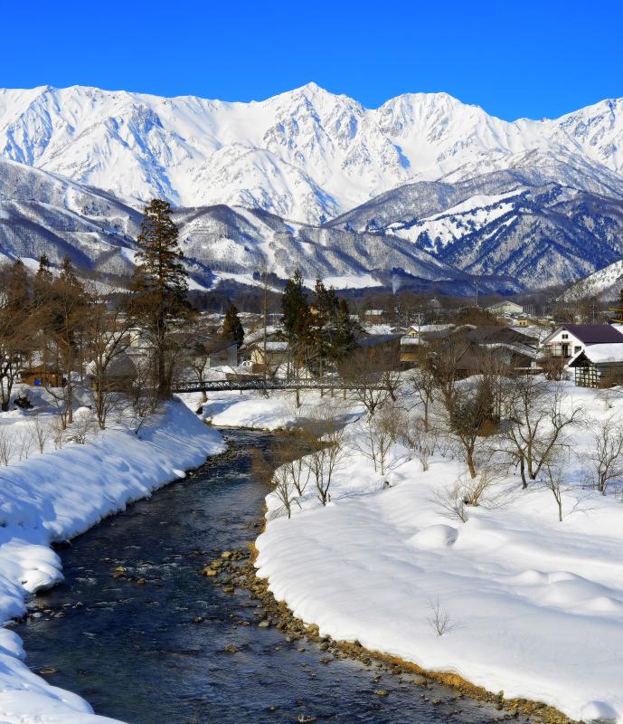 [ 白馬村 大出の吊橋 冬景色 ]  